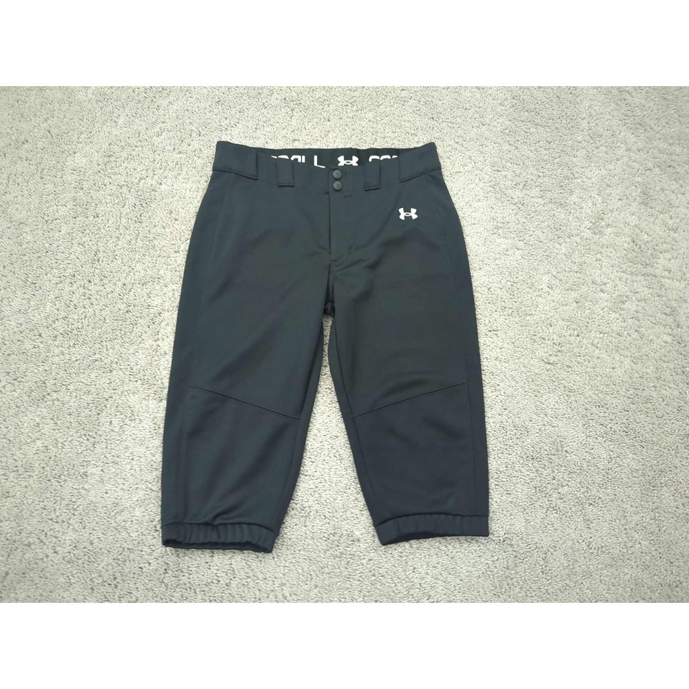 Under Armour Softball Pants Youth Large Black Elastic Waist Boys Girls Polyester
